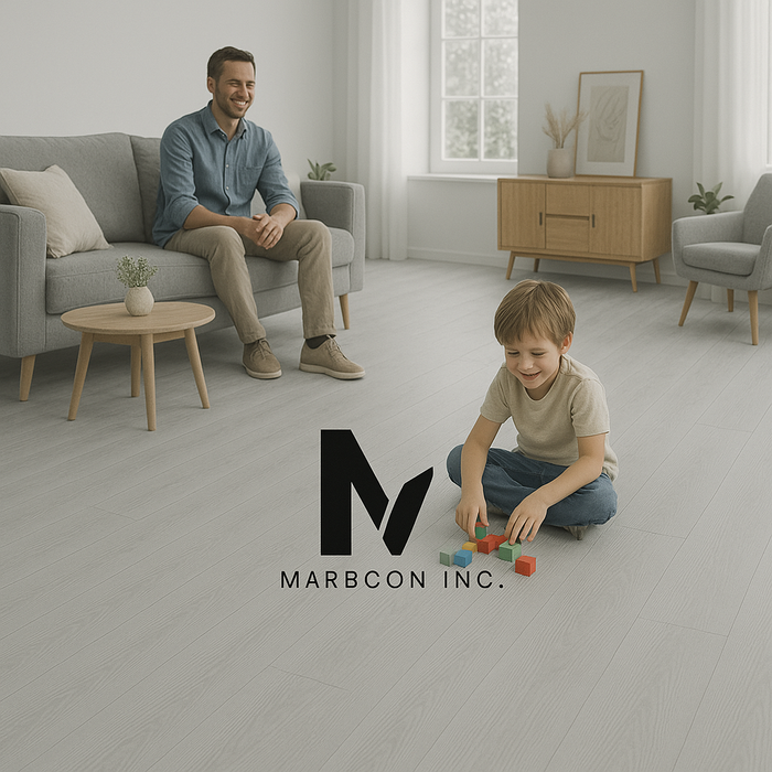Top-Tier Strength: 10mm 28 Mil Luxury Vinyl  $4,99 sqft. 1 box 16 sqft Light Gray